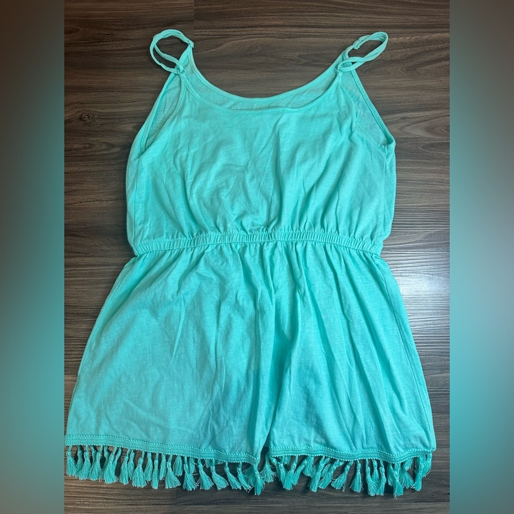 Victoria’s Secret Teal Tassel Hem Tank Top Women’s Medium Boho Flowy Cami - Picture 9 of 12